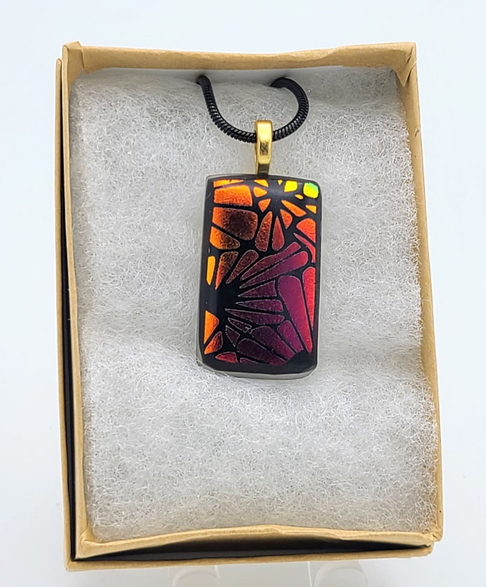 Necklace-Dichroic Barnacles in Red/Orange/Gold by Kathy Kollenburn 