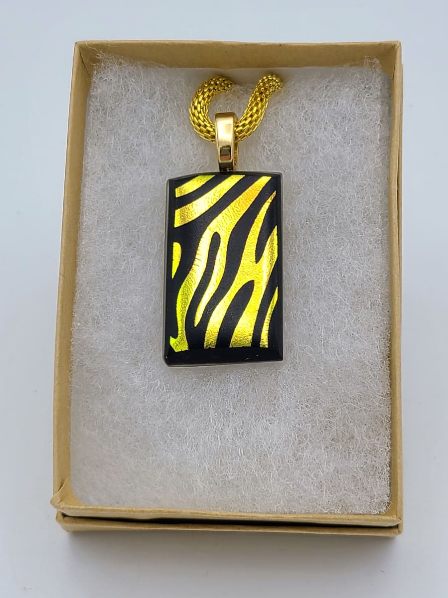 Necklace-Etched Zebra Dichroic on Rainbow Dichroic by Kathy Kollenburn 