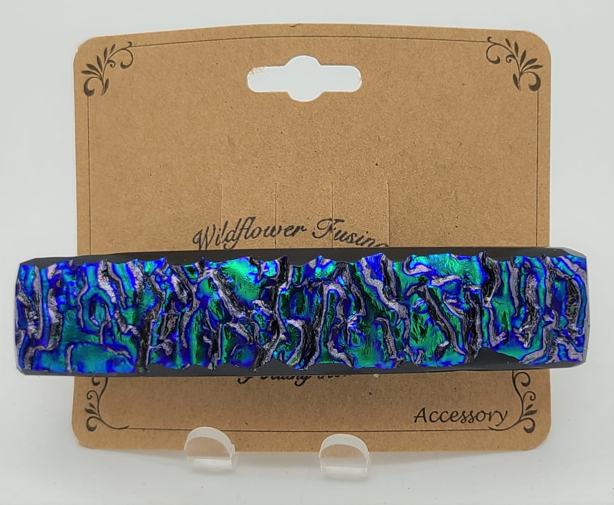 Barrette-Rippled Dichroic in Blues/Greens/Purples by Kathy Kollenburn 