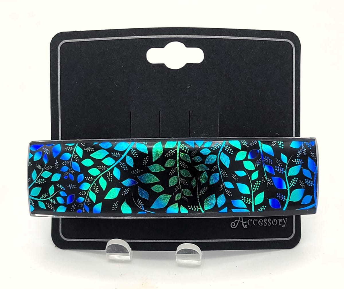 Barrette-Etched Budding Branches on Cyan/Blue Dichroic by Kathy Kollenburn 