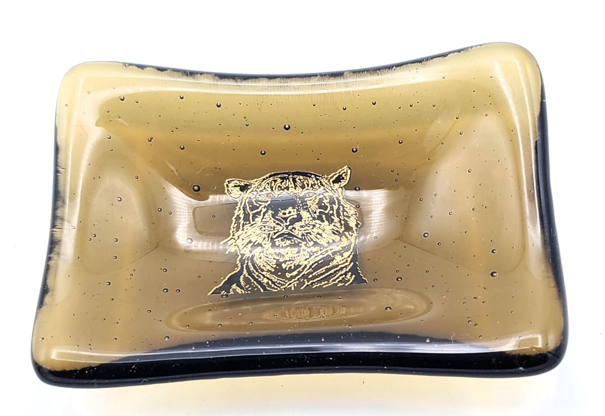 Trinket Dish-Bronze with Gold Tiger by Kathy Kollenburn 