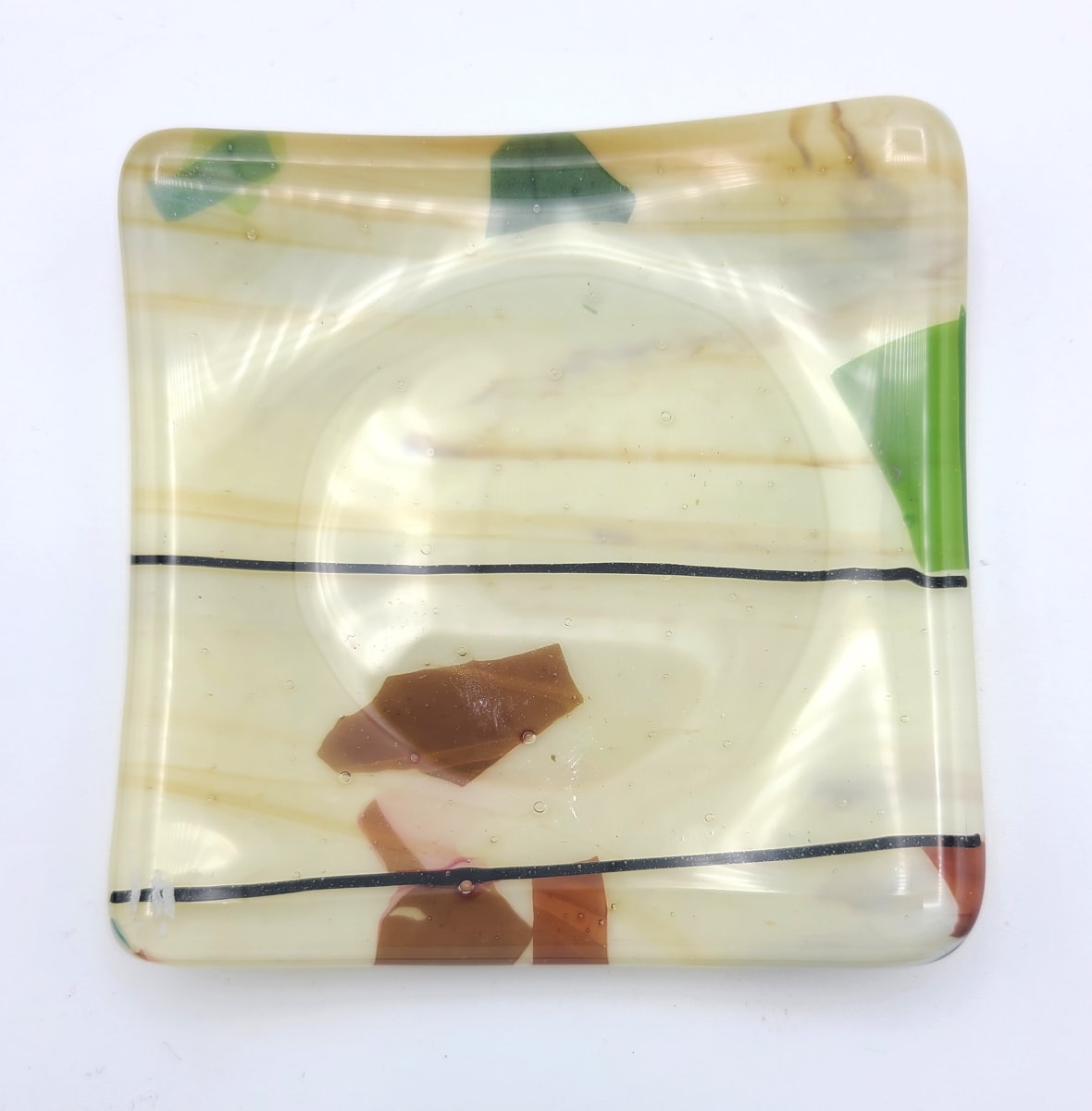 Small Plate-Brown/Vanilla Streaky with Confetti & Stringer by Kathy Kollenburn 