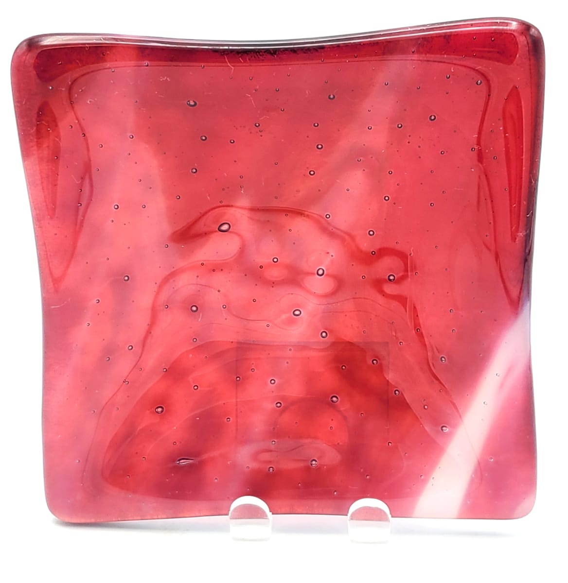 Small Dish-Cranberry/White Streaky by Kathy Kollenburn 