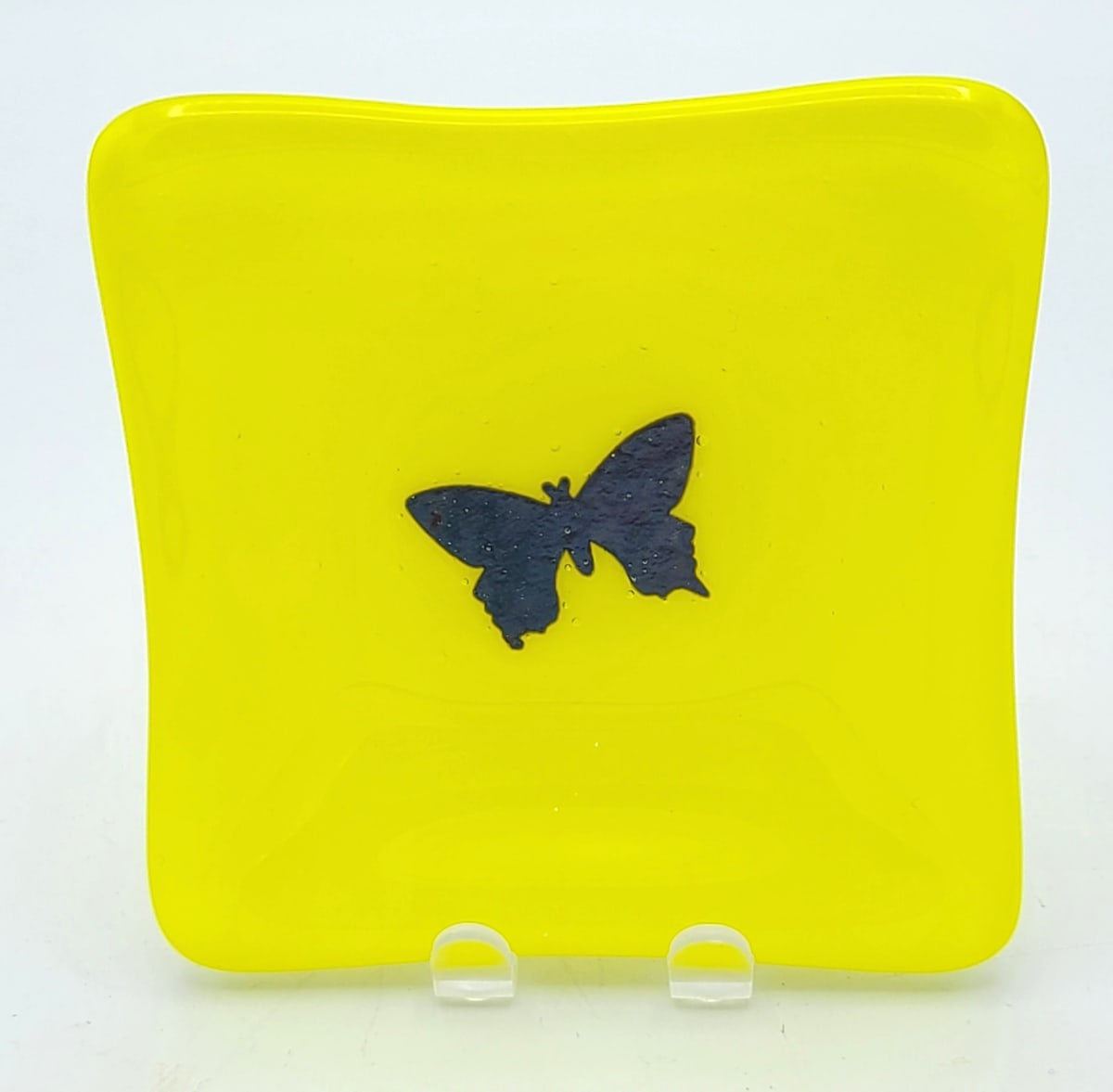 Small Dish-Yellow with Copper Butterfly by Kathy Kollenburn 