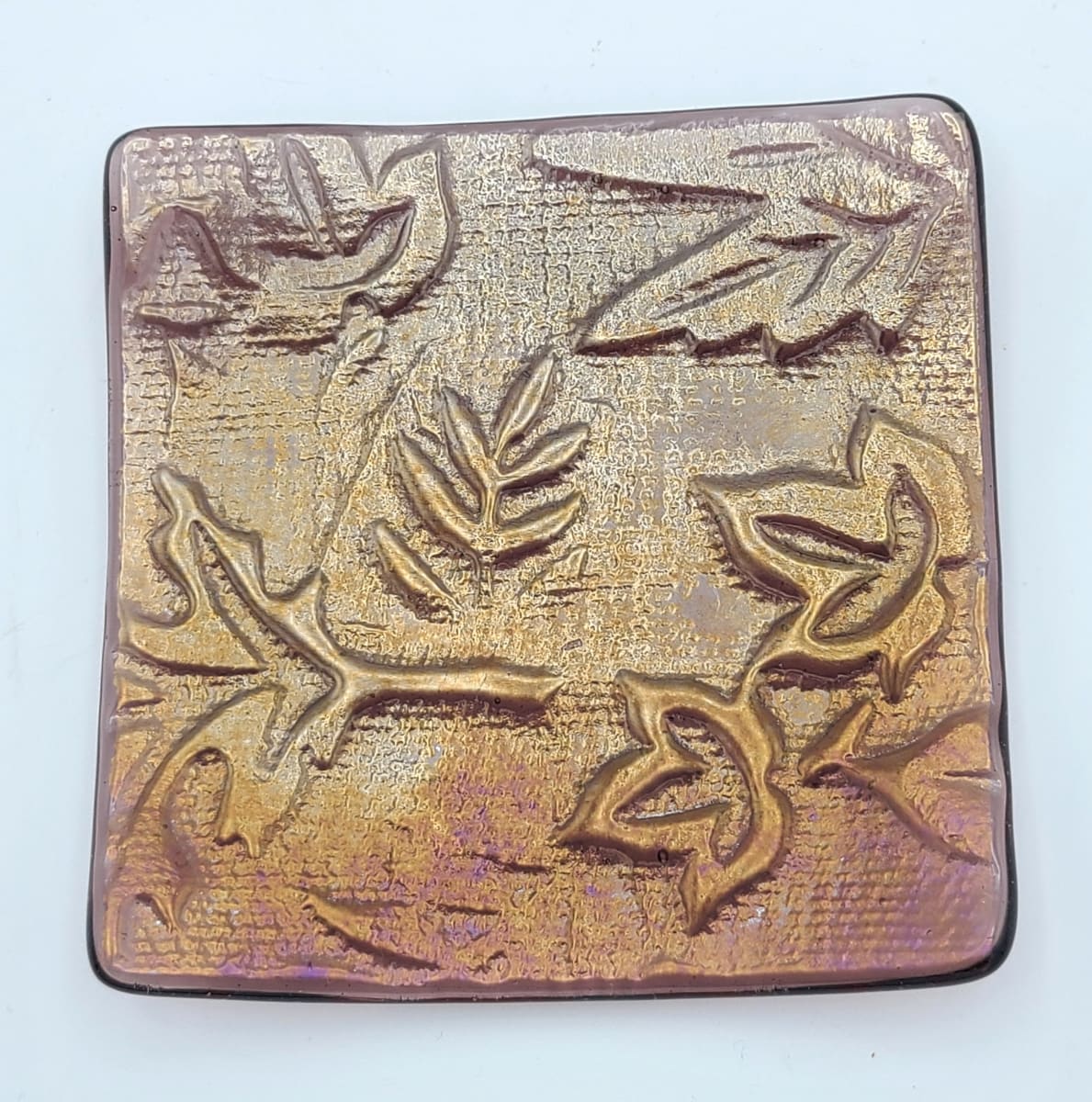 Small Plate-Spring Green Irid with Leaf Impressions by Kathy Kollenburn 