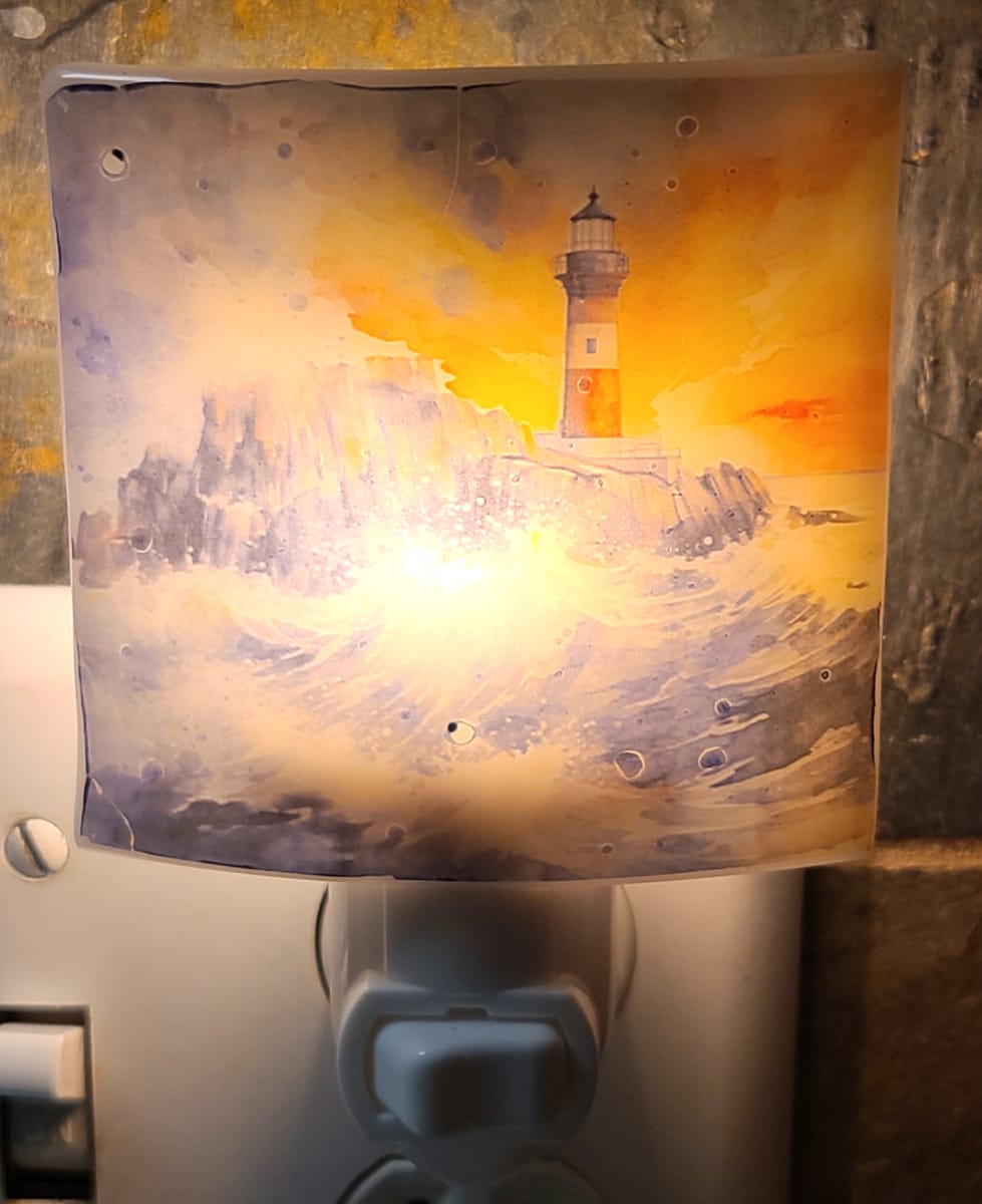 Nightlight-Lighthouse with Waves by Kathy Kollenburn 