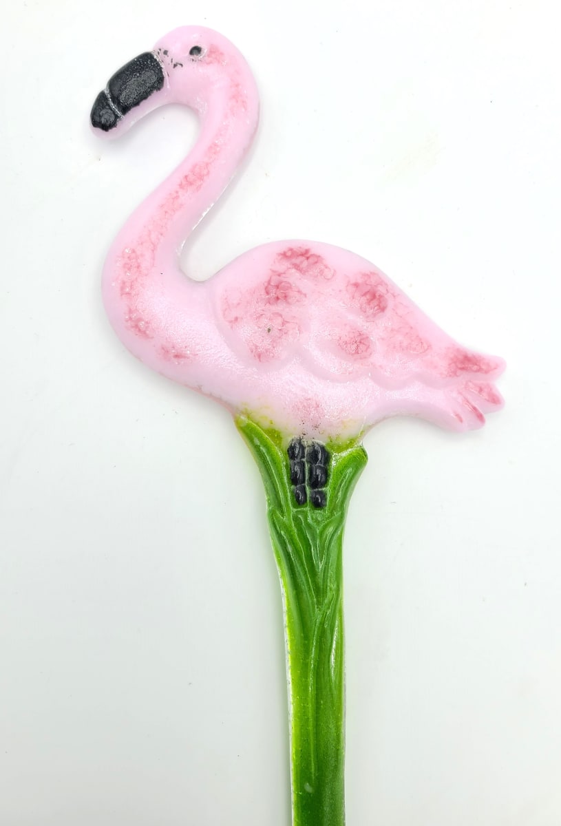 Plant Stake-Pink Flamingo by Kathy Kollenburn 
