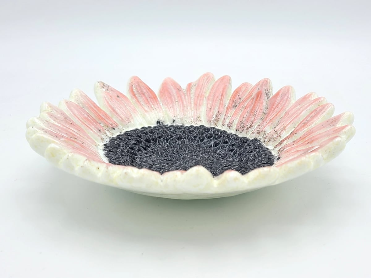 Sunflower Dish-White/Pink by Kathy Kollenburn 
