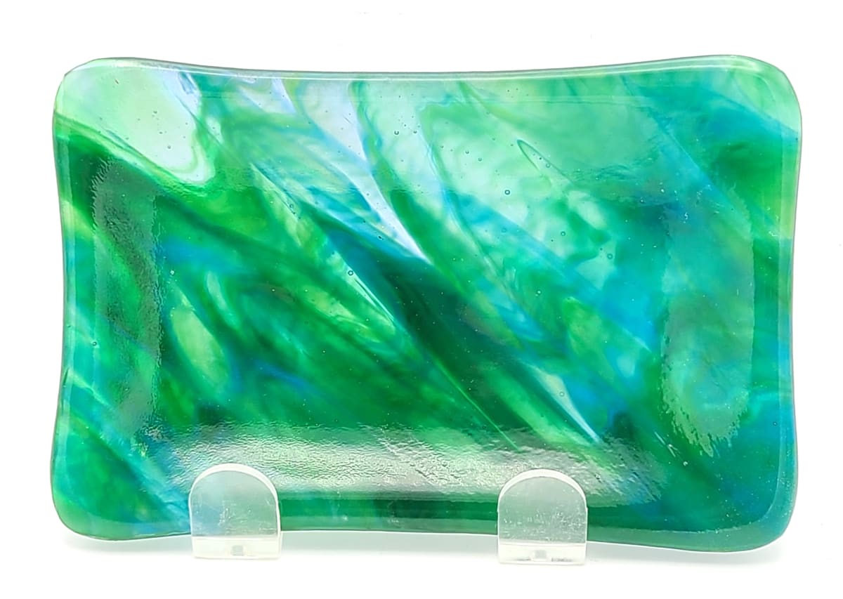 Soap Dish/Spoon Rest-Blue/Green Streaky by Kathy Kollenburn 