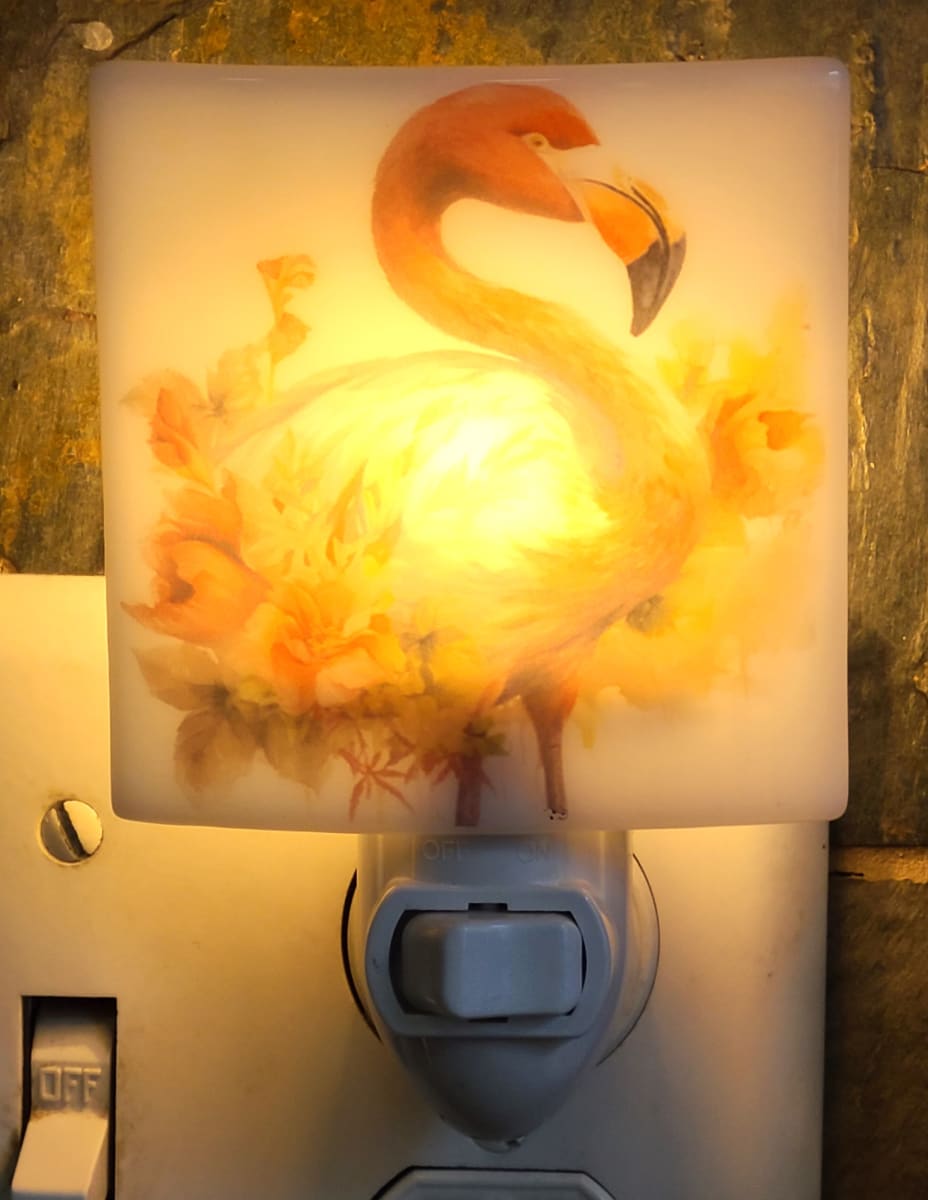 Nightlight-Flamingo with Flowers by Kathy Kollenburn 