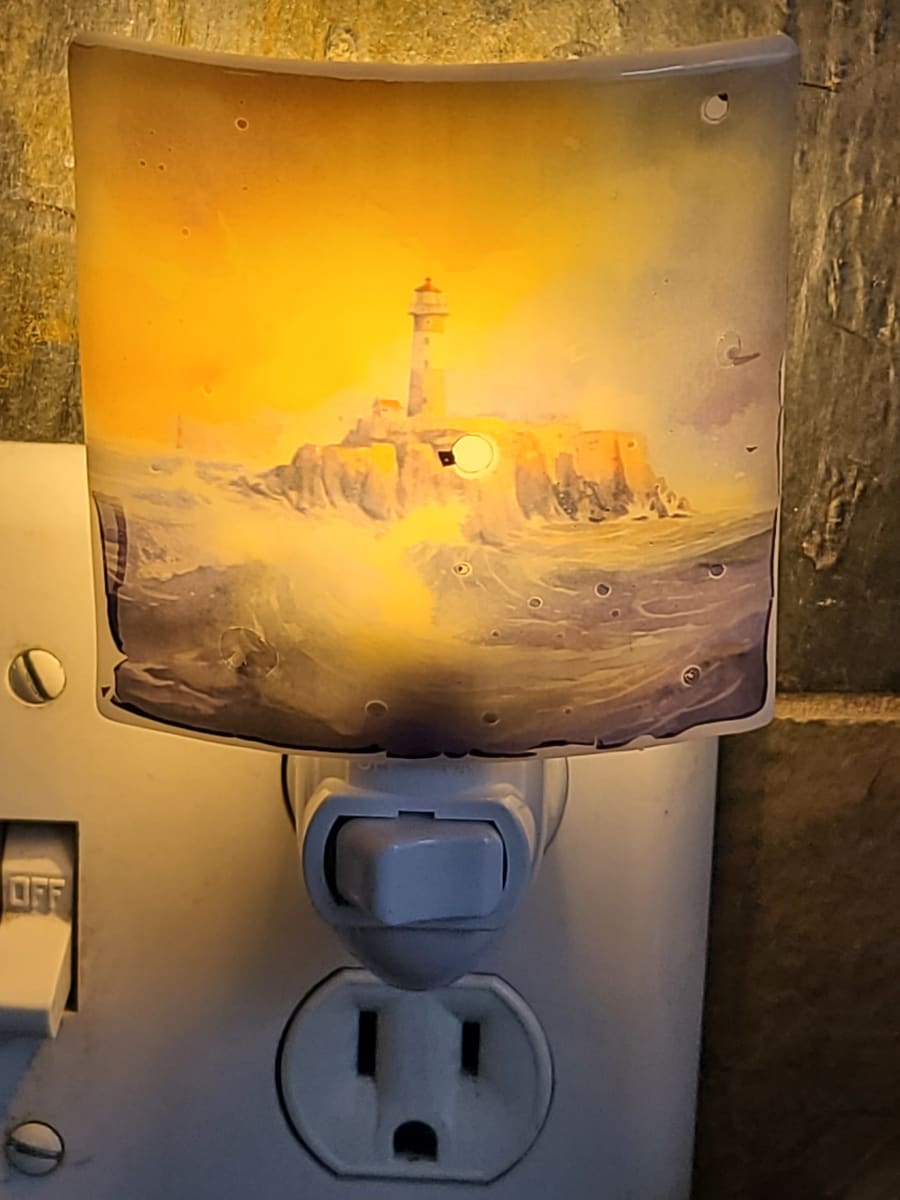 Nightlight with Lighthouse and Waves by Kathy Kollenburn 