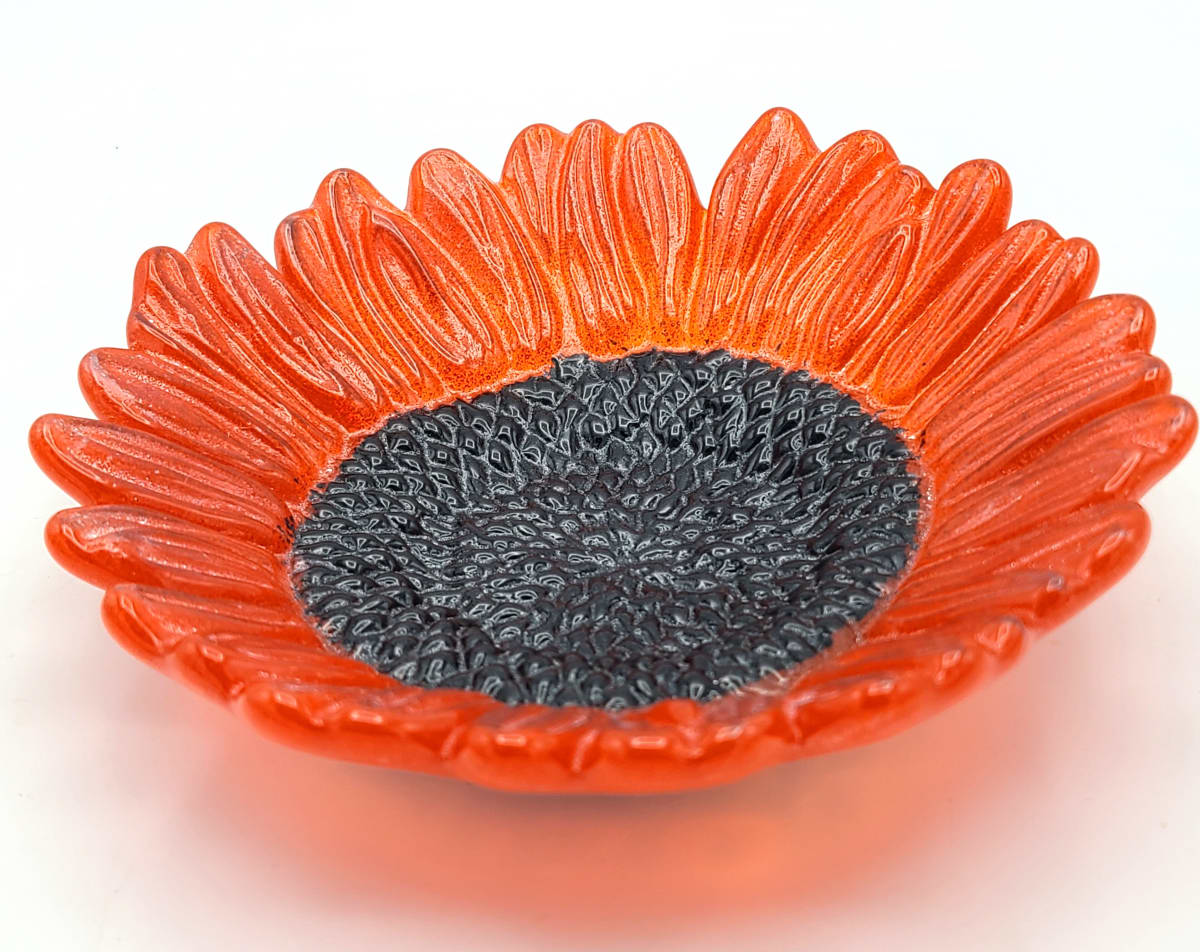 Sunflower Dish, Orange, Small by Kathy Kollenburn 