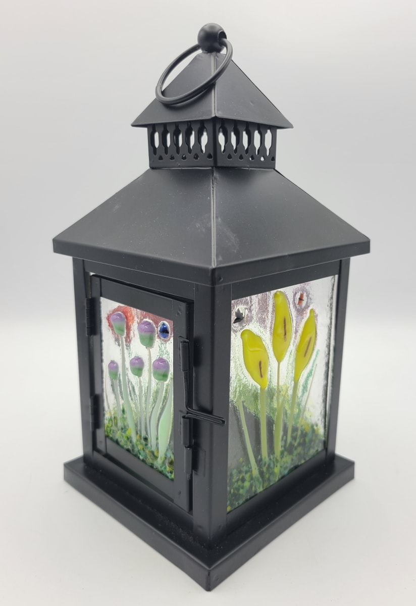 Lantern with Floral Panels, Black by Kathy Kollenburn 