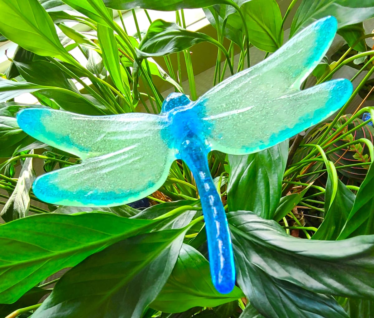 Plant Pick-Dragonfly, Turquoise/Green, Large by Kathy Kollenburn 