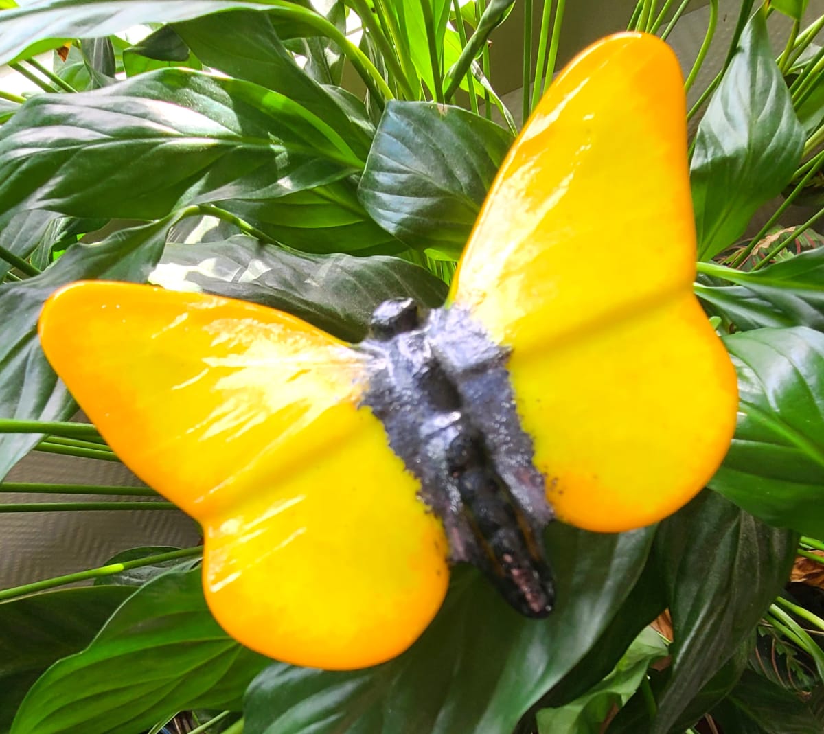 Plant Pick-Butterfly, Yellow/Gold, Large by Kathy Kollenburn 