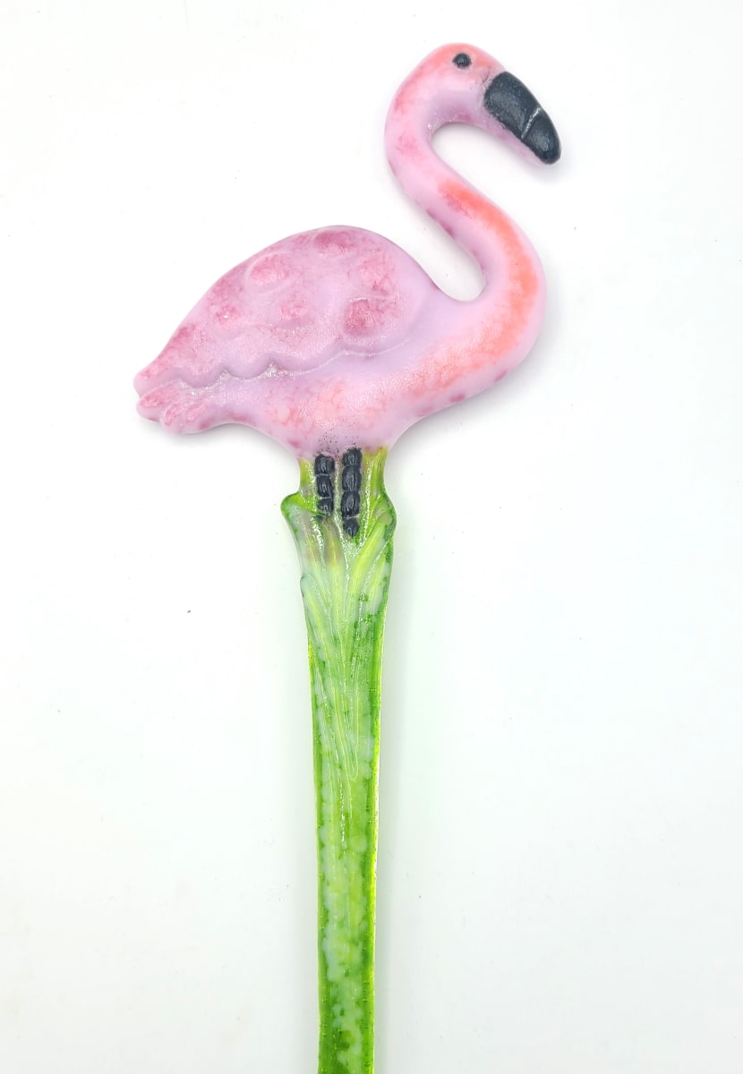 Plant Stake-Pink Flamingo by Kathy Kollenburn 