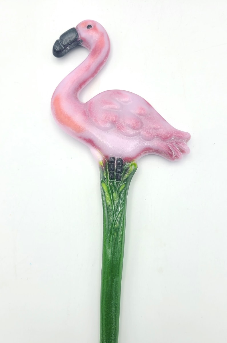 Plant Stake-Pink Flamingo by Kathy Kollenburn 