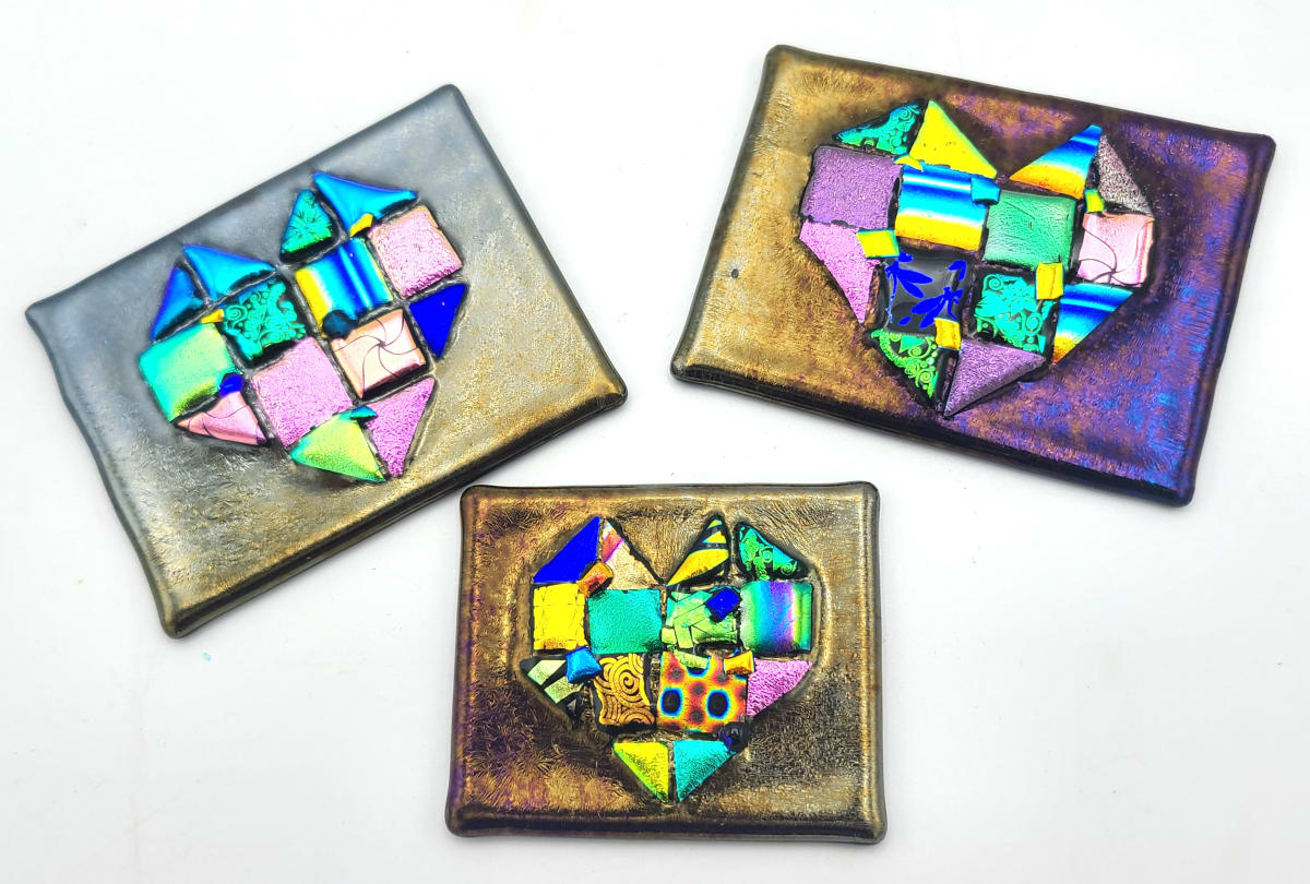 Dichroic Heart Rectangle with Small Stand by Kathy Kollenburn 