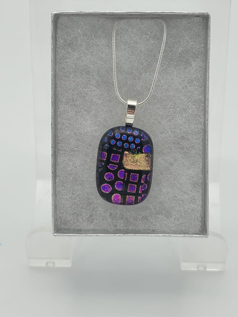 Necklace-Purple Circular/Square Dichroic by Kathy Kollenburn 