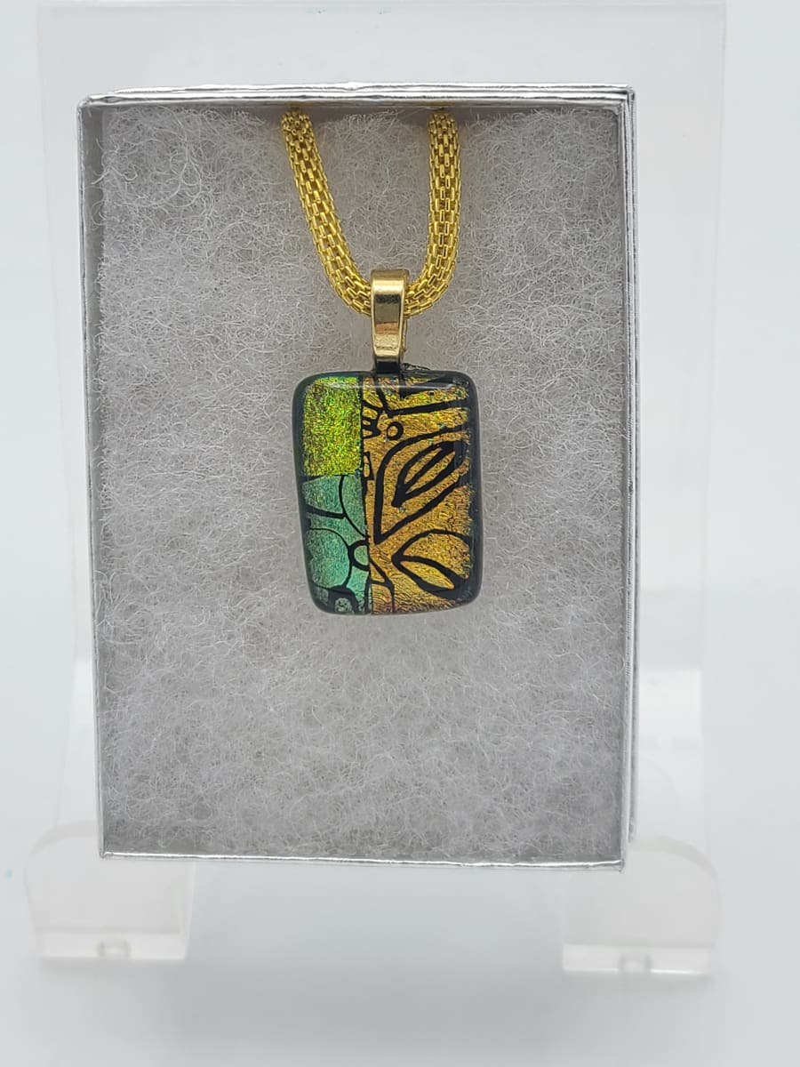 Necklace-Gold Patterned Dichroic by Kathy Kollenburn 