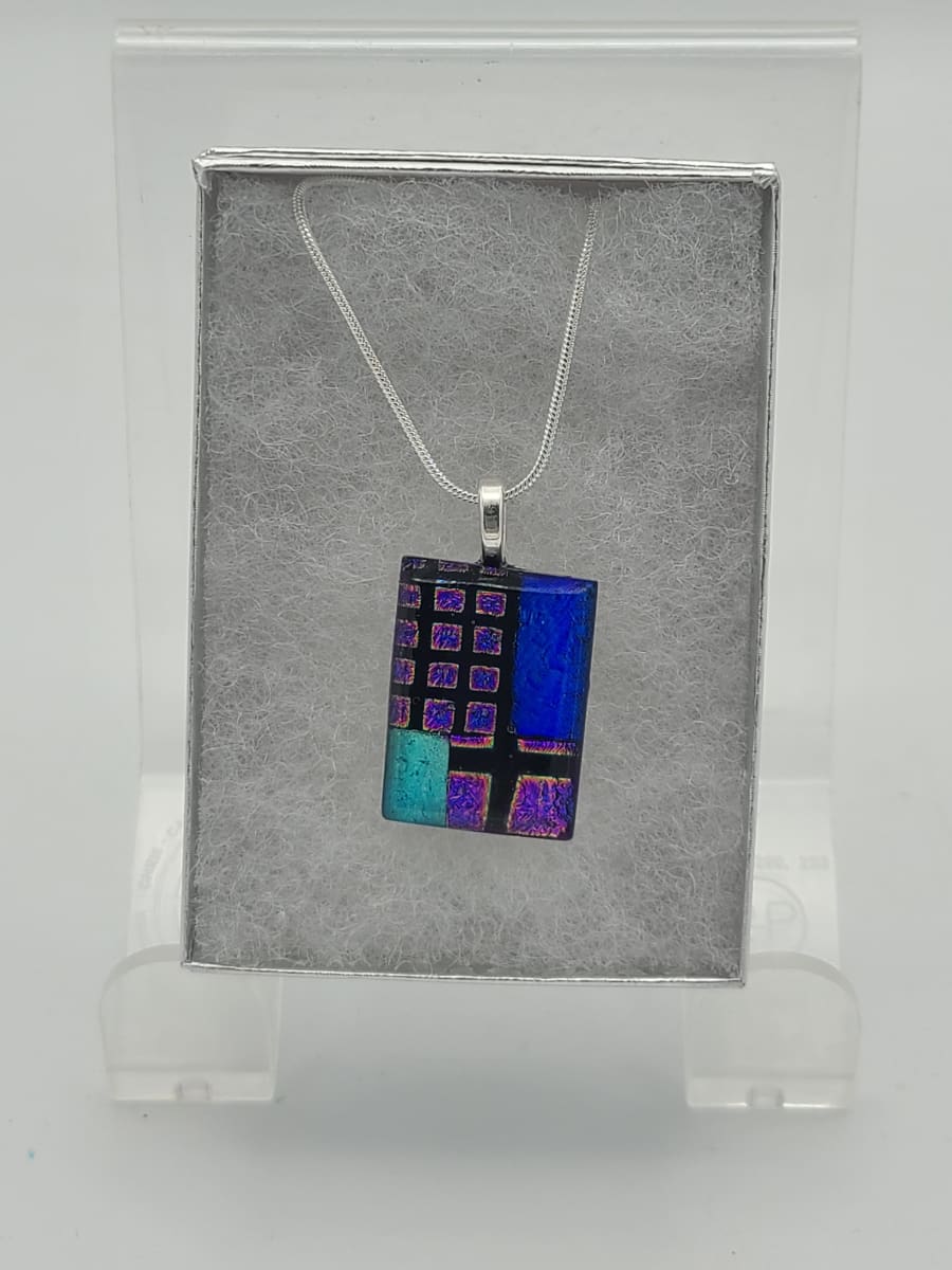 Necklace-Purple/Blue Dichroic Designs by Kathy Kollenburn 