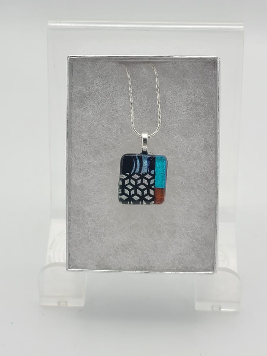 Necklace, Small with Silver Dichroic Patterns by Kathy Kollenburn 