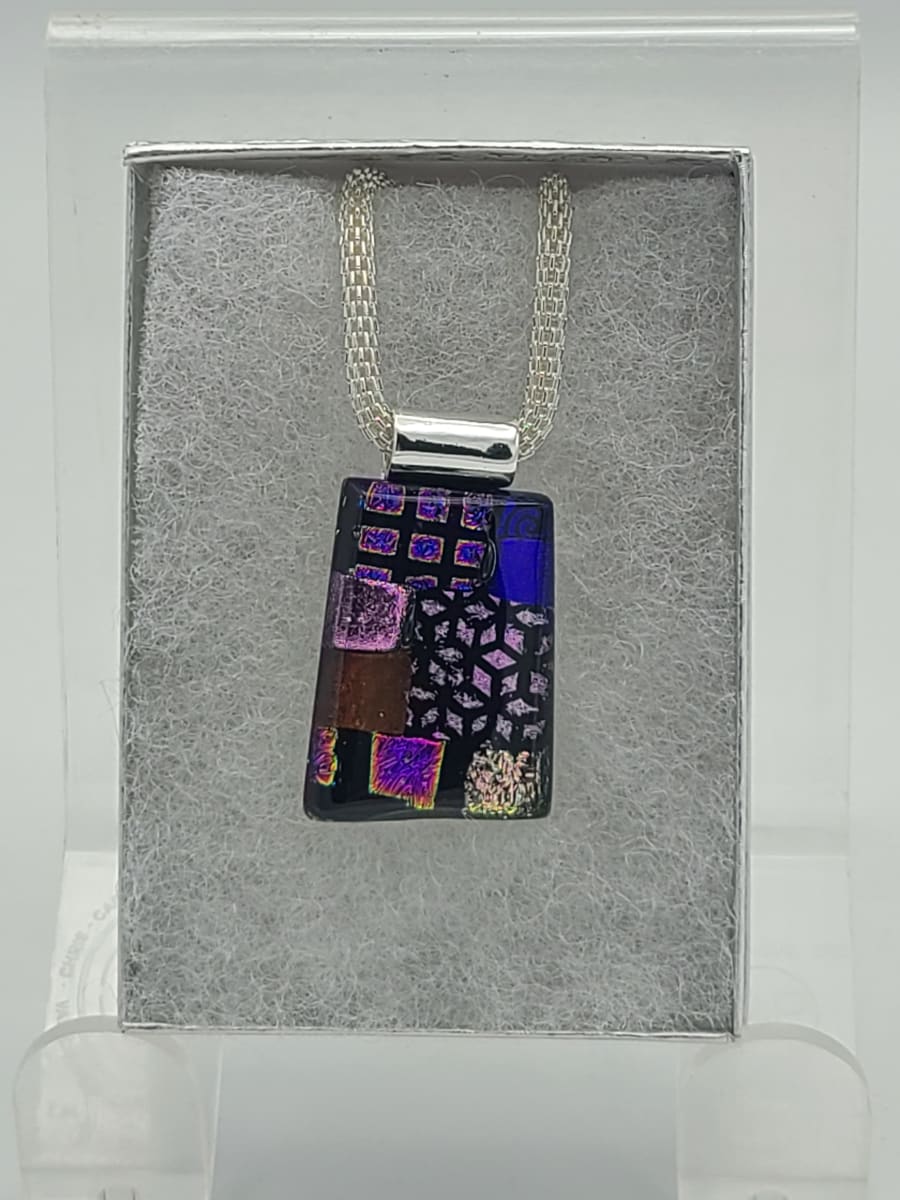 Necklace-Purple/Blue Dichroic Designs by Kathy Kollenburn 