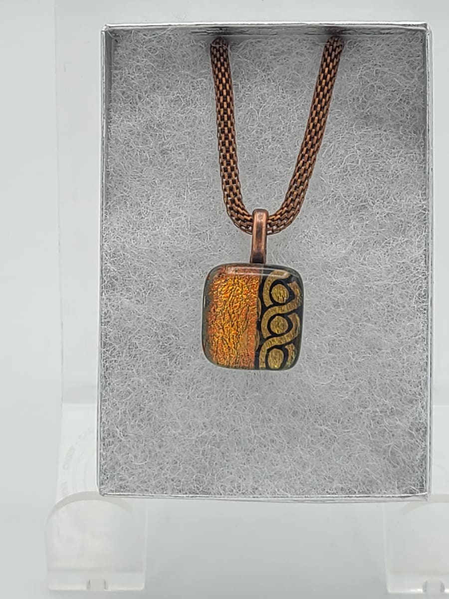 Necklace, Small-Dichroic Copper with Pattern by Kathy Kollenburn 