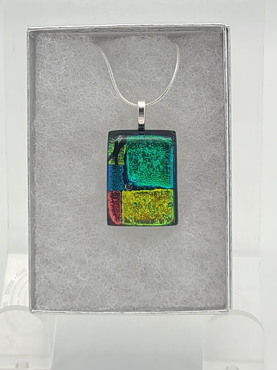 Necklace with Dichroic Squares by Kathy Kollenburn 