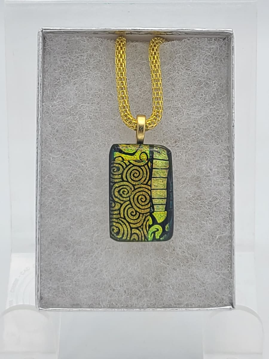 Necklace-Gold Patterned Dichroic by Kathy Kollenburn 