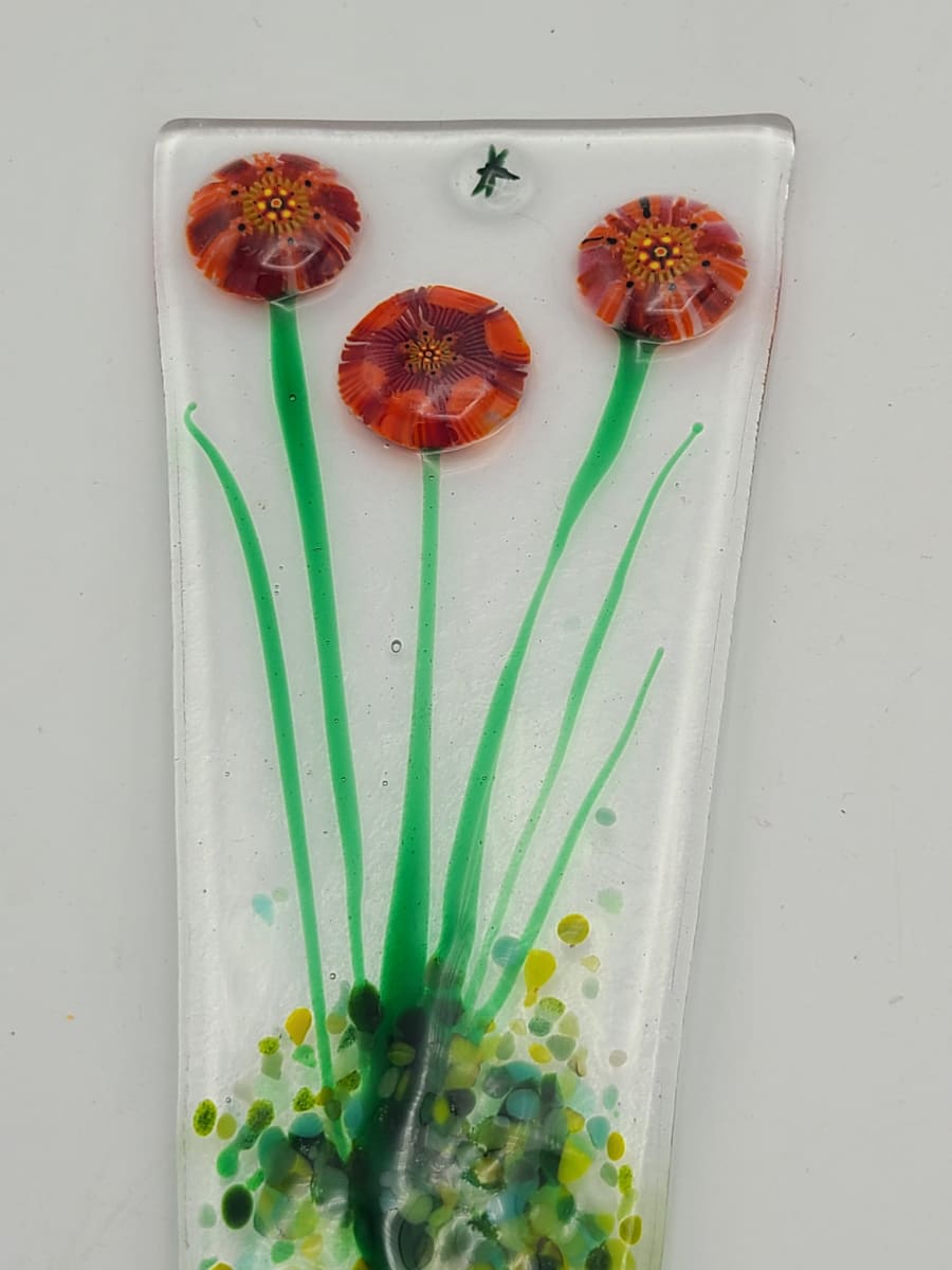 Plant Stake-Red Flower Trio by Kathy Kollenburn 