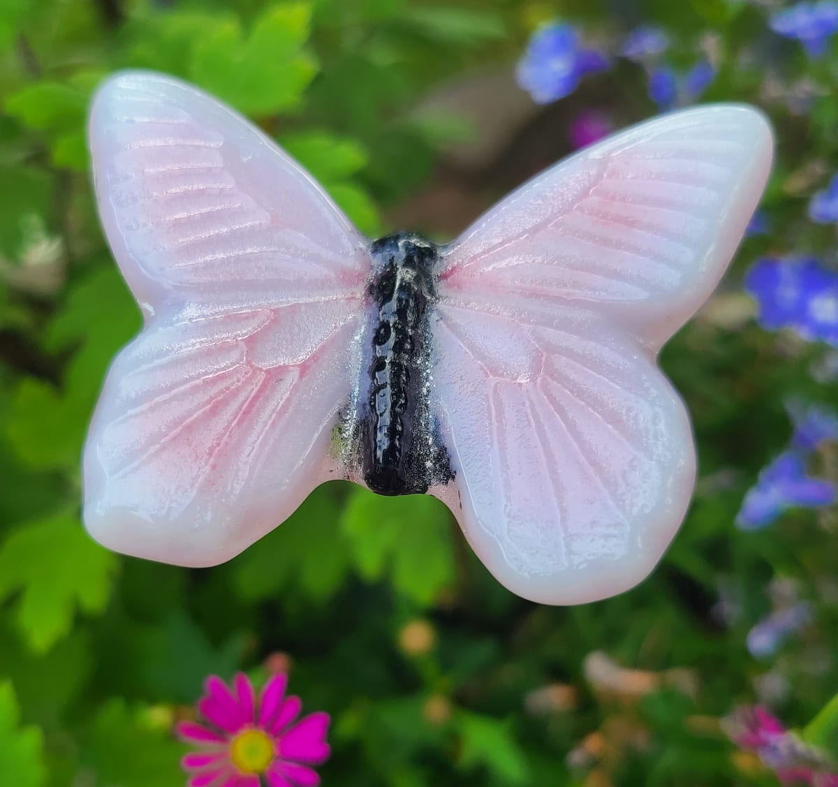 Plant Pick-Butterfly in Pink with White Edges by Kathy Kollenburn 