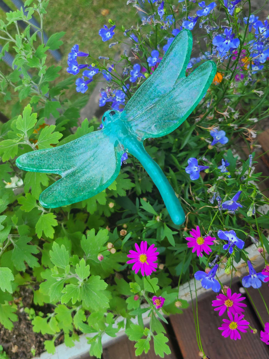 Plant Pick-Dragonfly, Large in Emerald Green by Kathy Kollenburn 