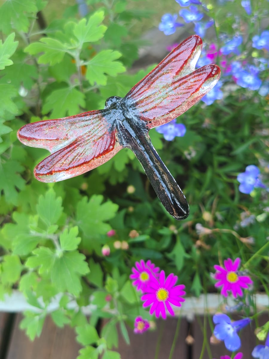 Plant Pick-Dragonfly, Small in Corals by Kathy Kollenburn 