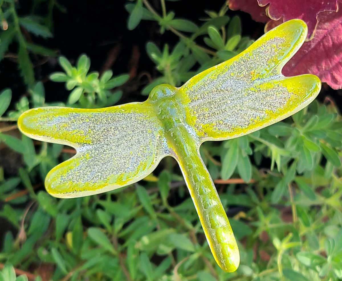 Plant Pick-Dragonfly, Medium in Greens by Kathy Kollenburn 