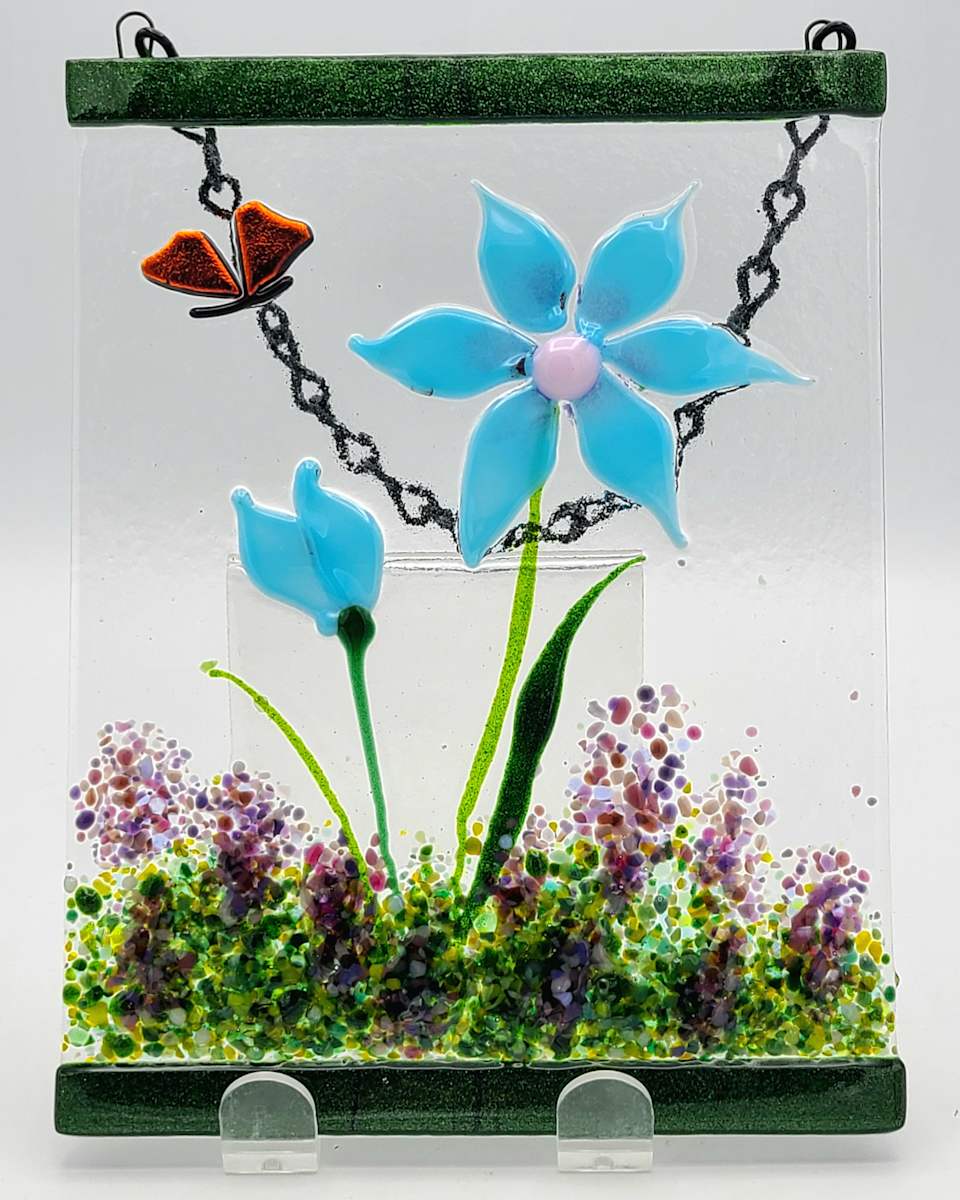 Garden Hanger-Blue Daisies by Kathy Kollenburn 