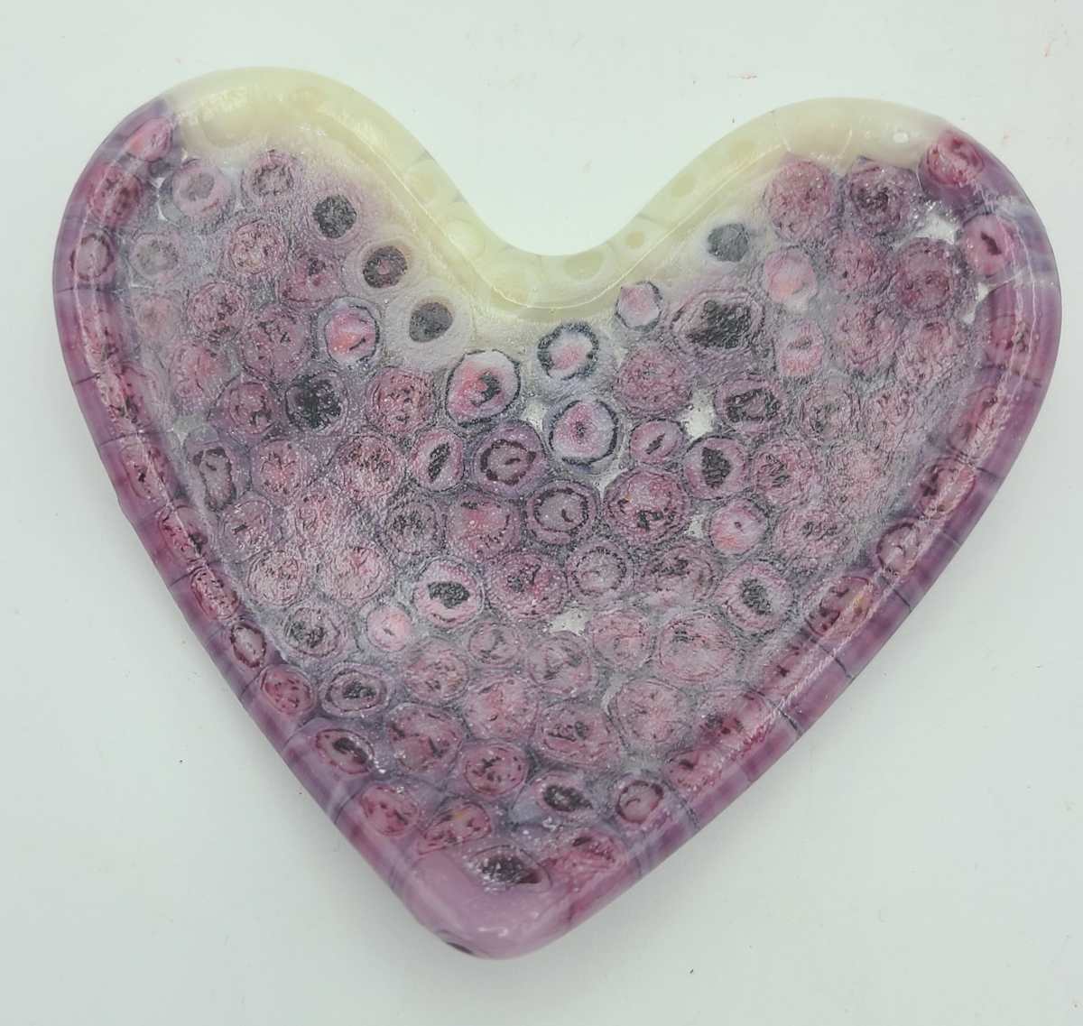 Heart Dish in Pinks/Whites by Kathy Kollenburn 
