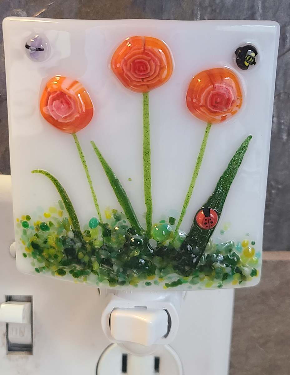 Nightlight-Orange Roses by Kathy Kollenburn 