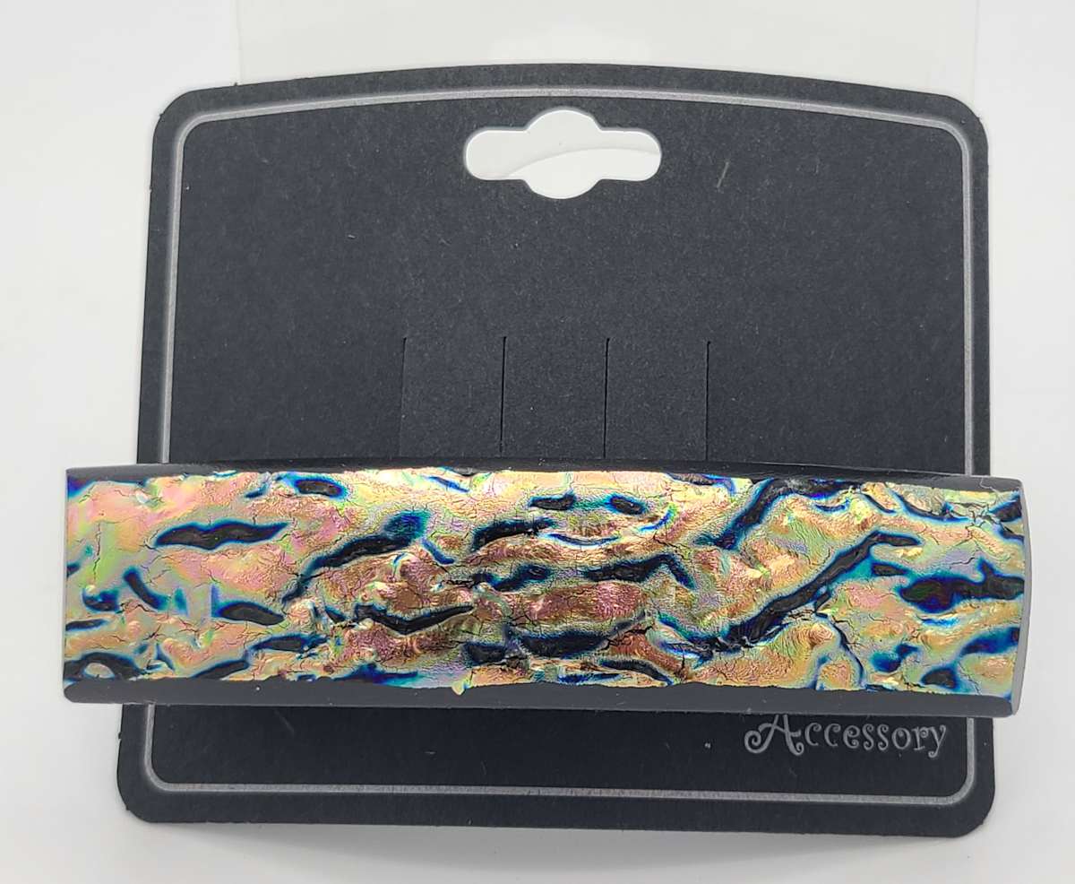 Barrette-Orange to Gold Crinkled Dichroic by Kathy Kollenburn 
