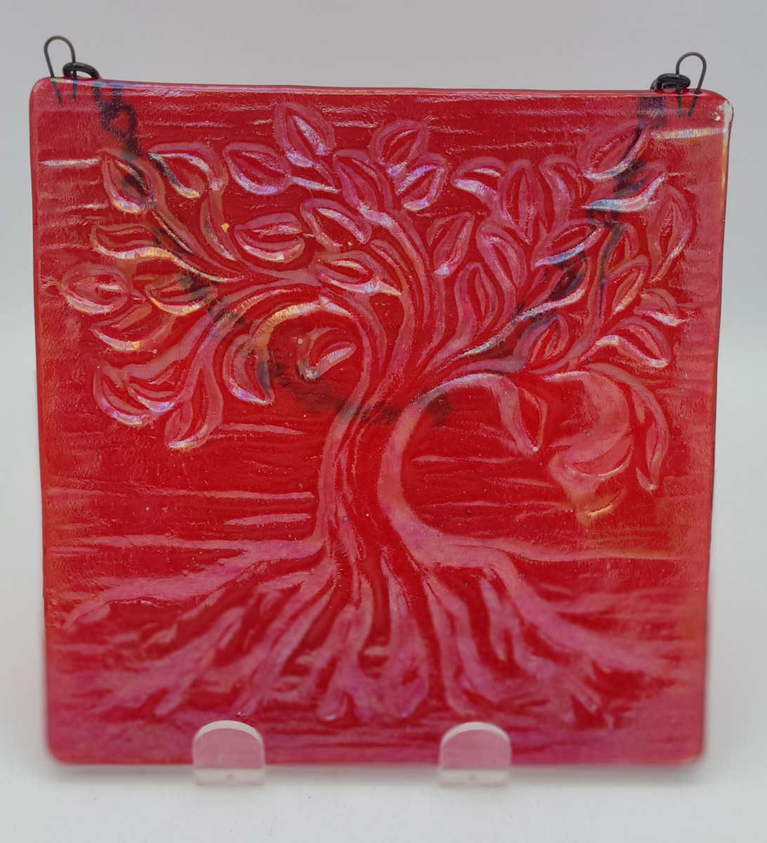 Garden Hanger-Tree of Life, Small in Red Irid by Kathy Kollenburn 