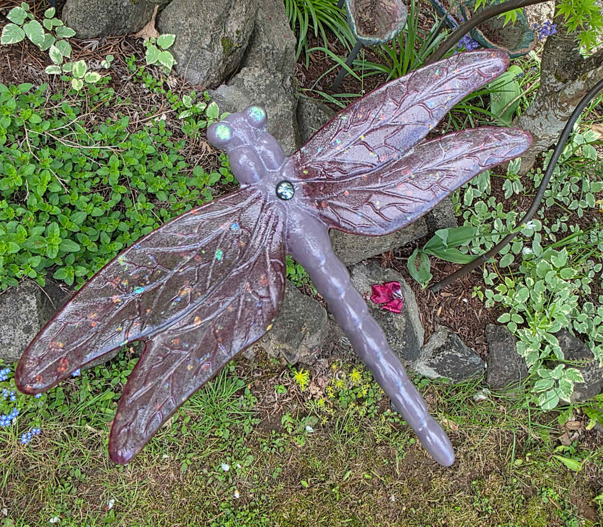 Dragonfly Yard Art in Purples by Kathy Kollenburn 