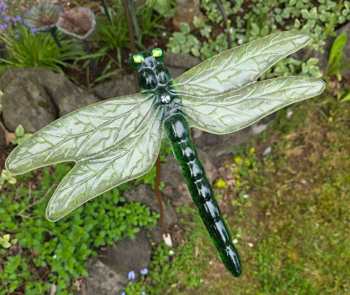 Dragonfly Yard Art in Greens by Kathy Kollenburn 