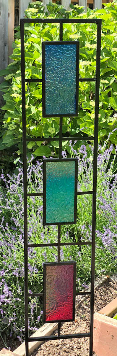 Trellis-with Colored Impressed Botanical Panels by Kathy Kollenburn 