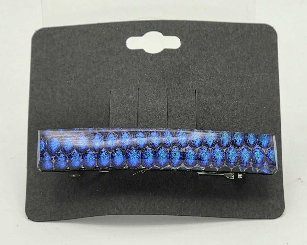 Barrette-Circle Dichroic Design in Blue/Black by Kathy Kollenburn 