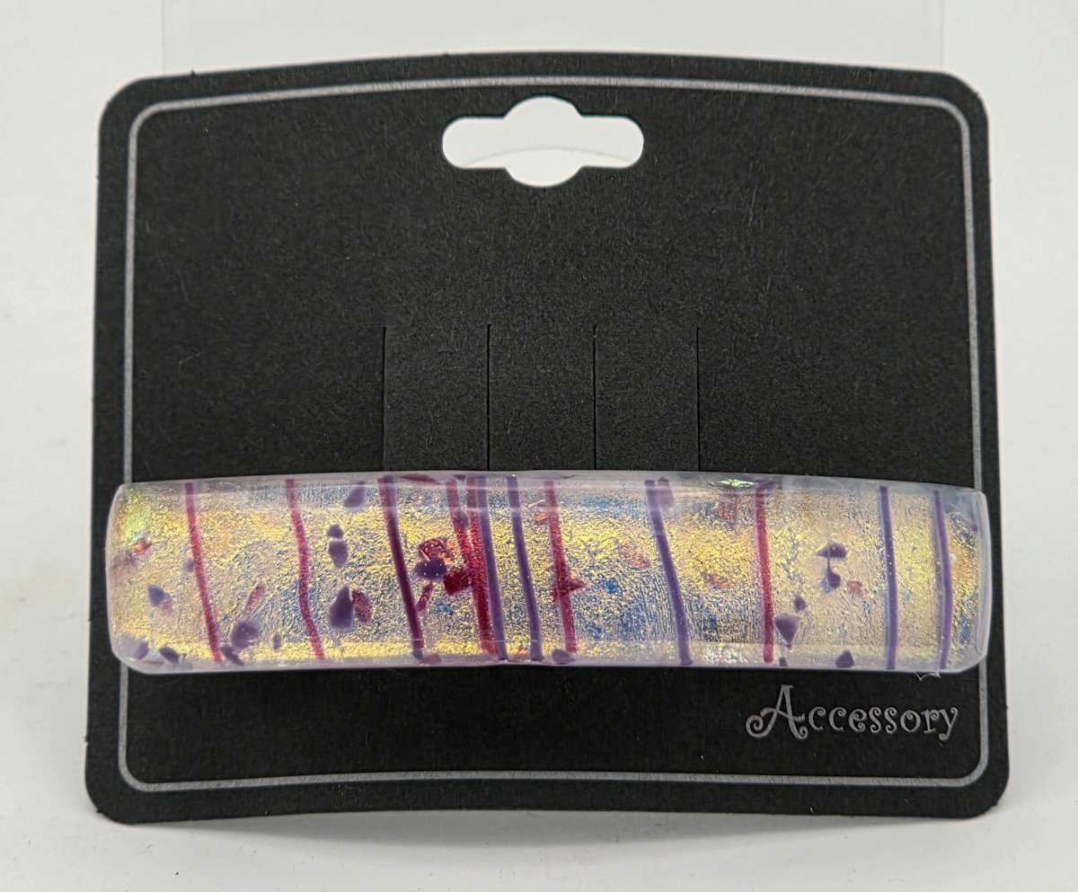Barrette-Purple/Pink Mardi Gras Dichroic by Kathy Kollenburn 