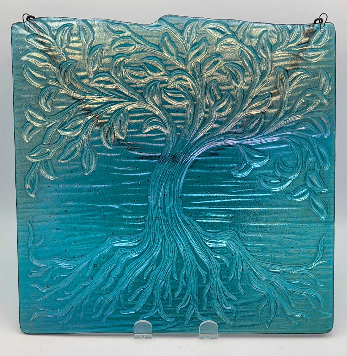 Garden Hanger-Tree of Life in Peacock Blue Irid by Kathy Kollenburn 