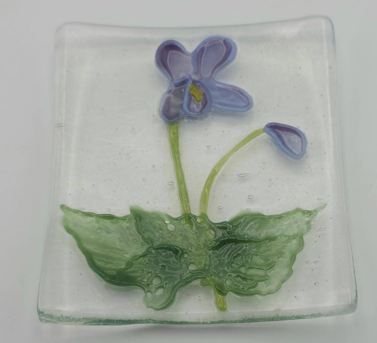 Small Plate-Wood Violets on Clear by Kathy Kollenburn 