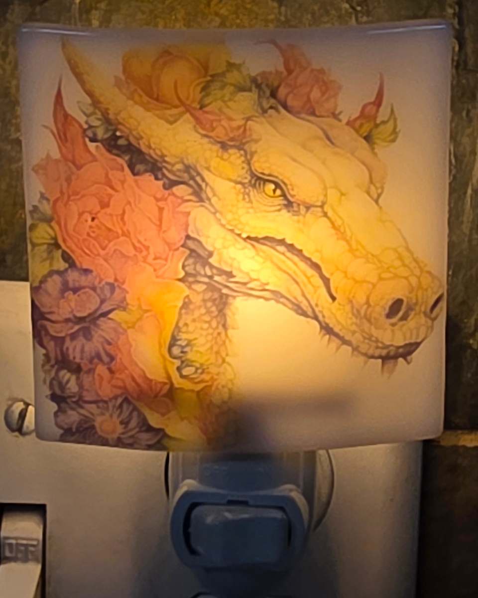 Nightlight-Dragon Head with Flowers by Kathy Kollenburn 
