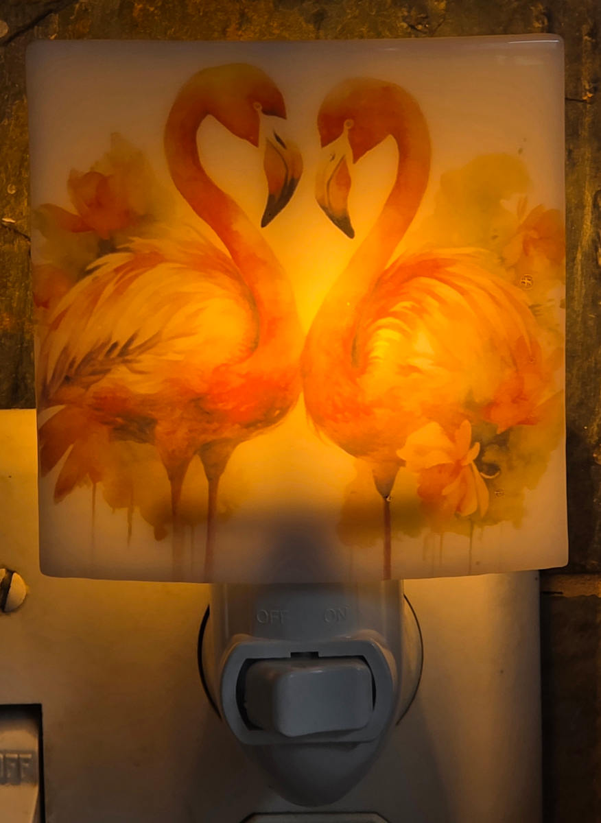 Nightlight-Flamingo Pair by Kathy Kollenburn 