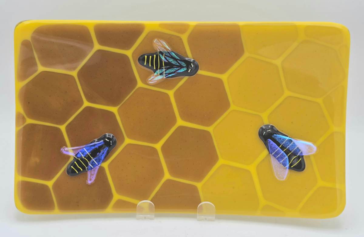 Serving Platter-Honeycomb and Bees by Kathy Kollenburn, Image 6.